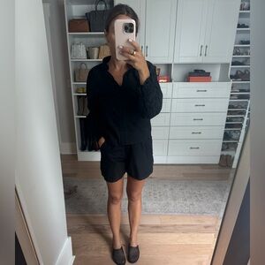 Julia Amory Black Long Sleeve Top and Shorts Set
